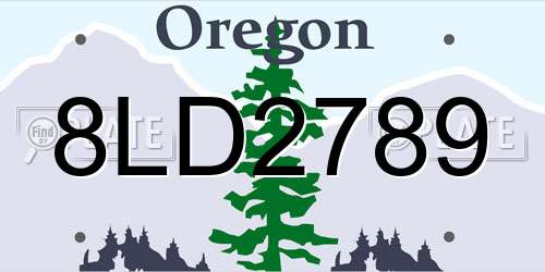 8LD2789 Oregon License Plate