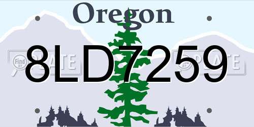 8LD7259 Oregon License Plate