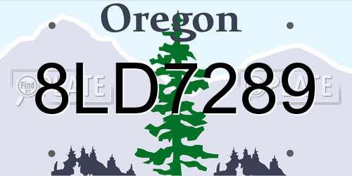8LD7289 Oregon License Plate