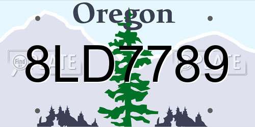 8LD7789 Oregon License Plate