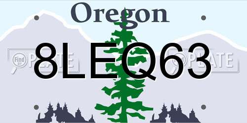 8LEQ63 Oregon License Plate