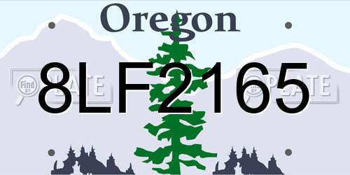 8LF2165 Oregon License Plate