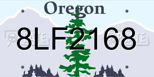 8LF2168 Oregon License Plate