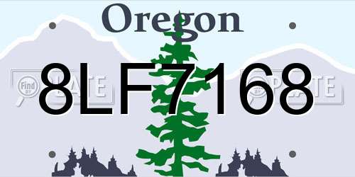 8LF7168 Oregon License Plate