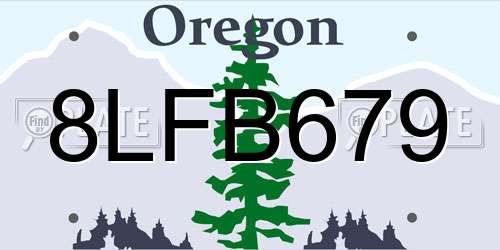 8LFB679 Oregon License Plate