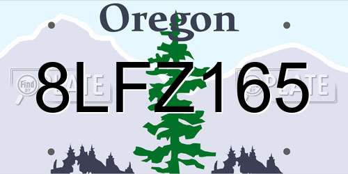 8LFZ165 Oregon License Plate
