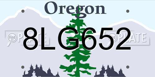8LG652 Oregon License Plate