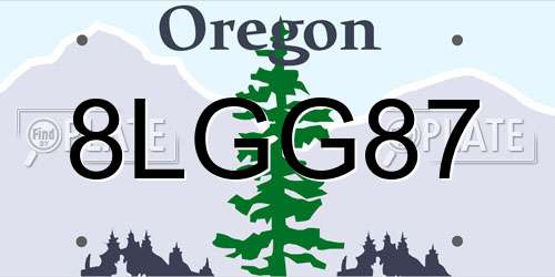 8LGG87 Oregon License Plate