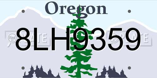 8LH9359 Oregon License Plate