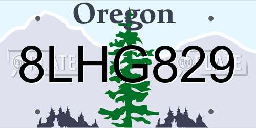 8LHG829 Oregon License Plate