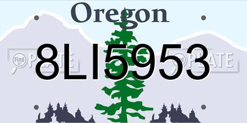 8LI5953 Oregon License Plate
