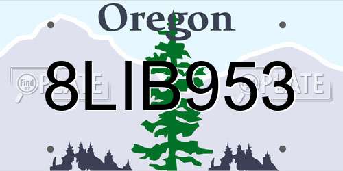 8LIB953 Oregon License Plate