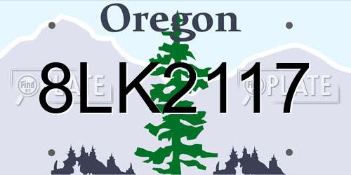 8LK2117 Oregon License Plate