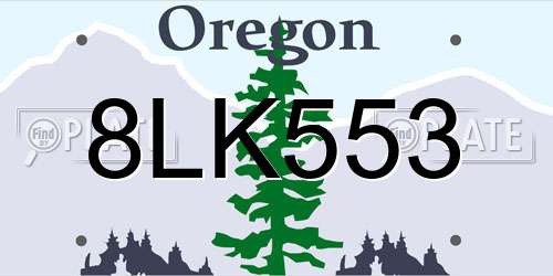8LK553 Oregon License Plate