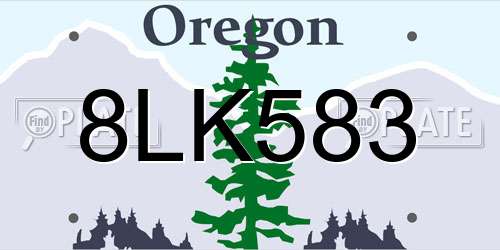 8LK583 Oregon License Plate