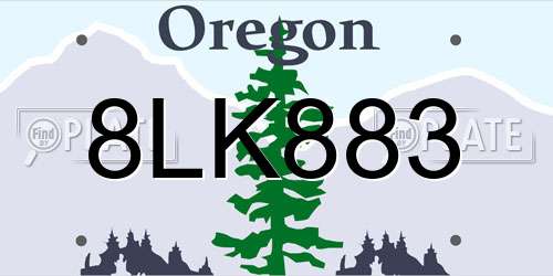 8LK883 Oregon License Plate