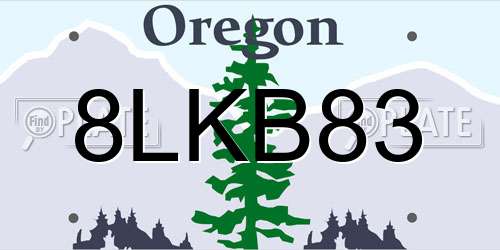 8LKB83 Oregon License Plate