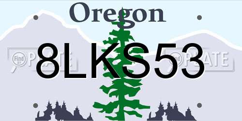 8LKS53 Oregon License Plate