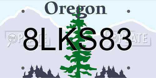 8LKS83 Oregon License Plate