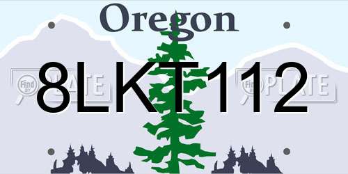 8LKT112 Oregon License Plate