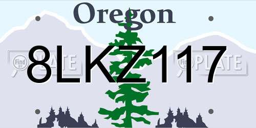 8LKZ117 Oregon License Plate