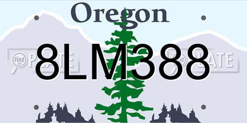 8LM388 Oregon License Plate
