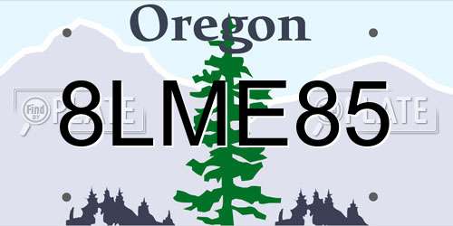 8LME85 Oregon License Plate