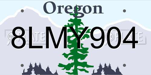 8LMY904 Oregon License Plate