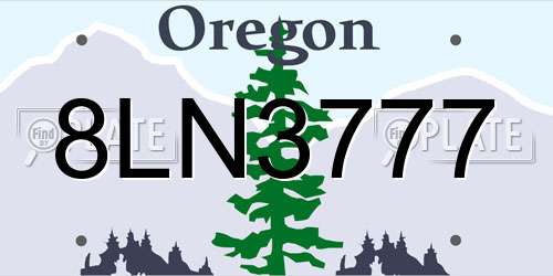 8LN3777 Oregon License Plate