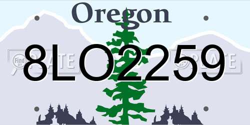 8LO2259 Oregon License Plate