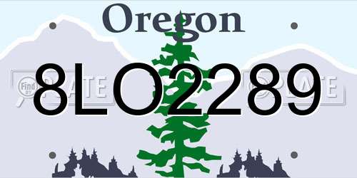 8LO2289 Oregon License Plate