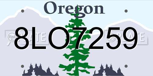 8LO7259 Oregon License Plate