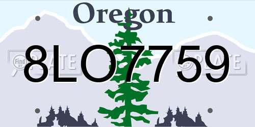 8LO7759 Oregon License Plate
