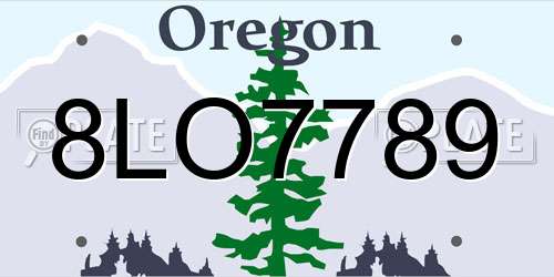 8LO7789 Oregon License Plate