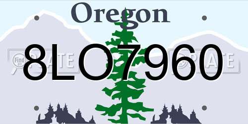8LO7960 Oregon License Plate