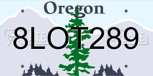 8LOT289 Oregon License Plate
