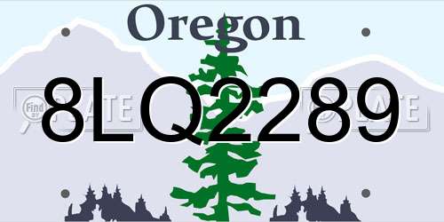8LQ2289 Oregon License Plate