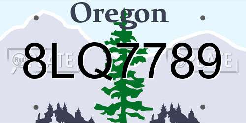 8LQ7789 Oregon License Plate