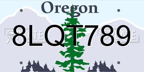 8LQT789 Oregon License Plate