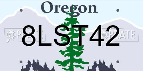 8LST42 Oregon License Plate