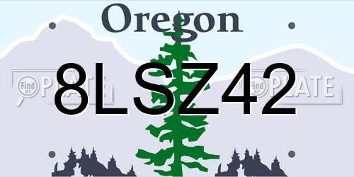 8LSZ42 Oregon License Plate
