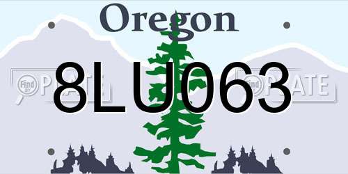 8LU063 Oregon License Plate