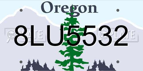 8LU5532 Oregon License Plate