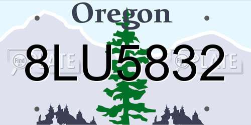 8LU5832 Oregon License Plate