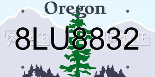8LU8832 Oregon License Plate