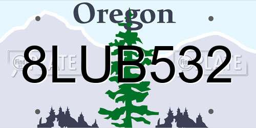 8LUB532 Oregon License Plate