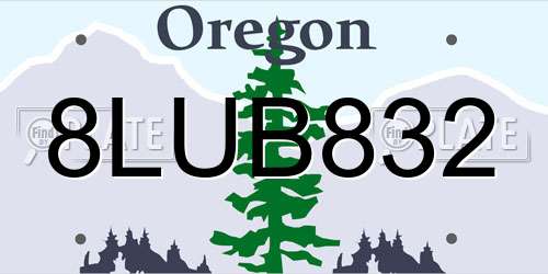 8LUB832 Oregon License Plate
