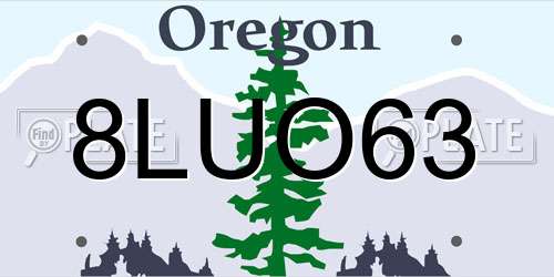 8LUO63 Oregon License Plate