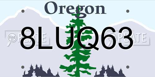 8LUQ63 Oregon License Plate