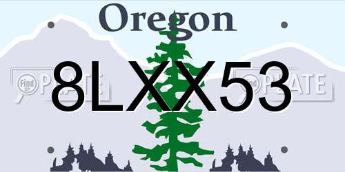 8LXX53 Oregon License Plate